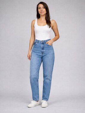Vintage 90s Gitano Mom Jeans High Waisted Light Wash Denim Womens 14 Short